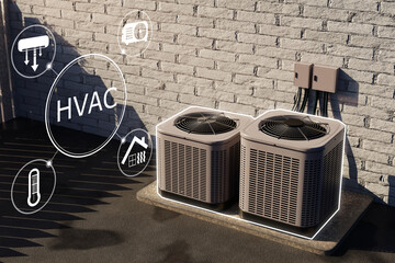 HVAC outdoor units provide cooling and heating for a building, operating as part of a...