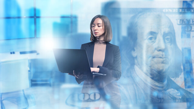 Financial analyst reviews market data on a laptop, evaluating economic indicators and managing monetary insights to support investment and corporate decision-making. - Powered by Adobe