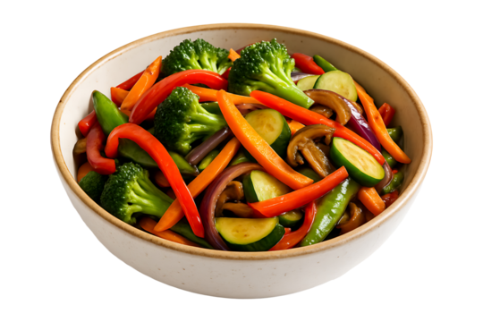 Mixed Veggie Medley Bowl Isolated on a Transparent Background