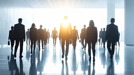 Business Professionals Walking Towards Light - A Vision of Success.