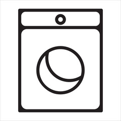 Washing machine or dryer equipment icon, black and white outline illustration, symbolizes laundry, housework, cleaning, or household machines.