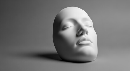 Serene Stillness - A Plaster Face in Quiet Contemplation.