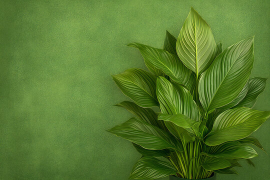 High-Quality Stock Photo: Spathiphyllum Cannifolium Leaves in Abstract Green Texture on Natural Background, Tropical Plant for Floral Arrangement or Decoration