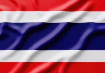 Naklejka premium Waving thai flag with red white and blue stripes