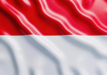 Waving indonesian flag red and white fabric texture