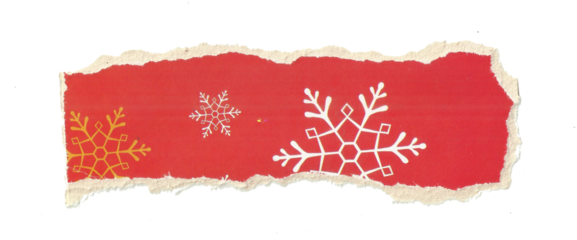 Torn Christmas Paper Strip with Snowflake Pattern Background
