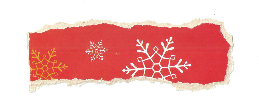 Torn Christmas Paper Strip with Snowflake Pattern Background - Powered by Adobe