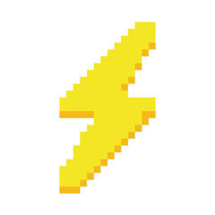 Yellow Pixel Art Energy Bolt Icon