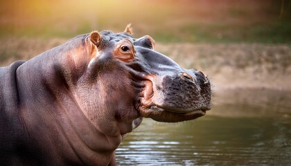 Funny Hippo Caricature Portrait Ai Generative Art