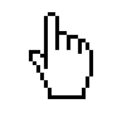 Pixelated Hand Cursor Icon for Digital Interaction