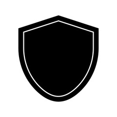 Black Shield Icon with White Border