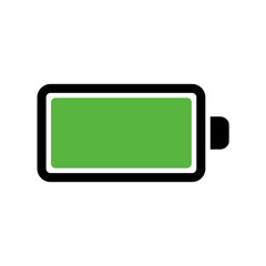 Green full energy battery state on white