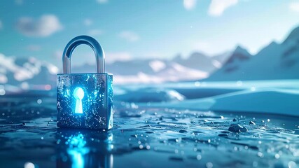 Secure Digital Lock in Icy Arctic Landscape. - Powered by Adobe