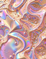 Abstract Iridescent Fluid with Bubbly Texture
