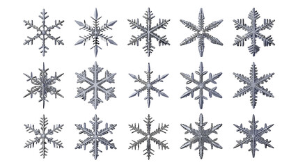 Fototapeta premium A collection of intricate snowflakes, showcasing the unique beauty of winter.