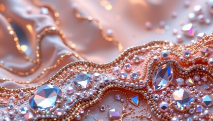 Obraz premium Luxurious Beaded Jewelry Glittering Fabric Background