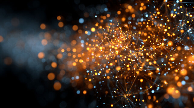 Futuristic quantum computing visualization featuring glowing qubits and entangled circuits. Neon light trails and abstract digital patterns convey advanced technology and computational complexity.