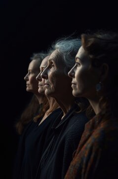 Four women of different ages in profile, representing generations and shared experience