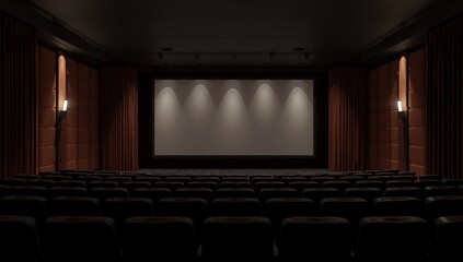 Blank projection screen in seminar classroom or conference hall. Clipping path include in display. 