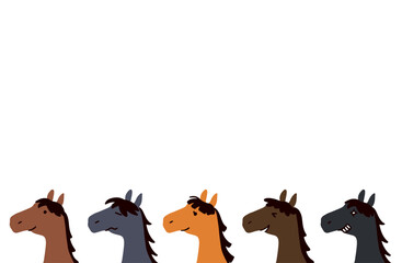 複数の馬のイラスト