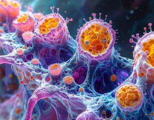 cellular structures magnified with scientific accuracy and artistic inter 