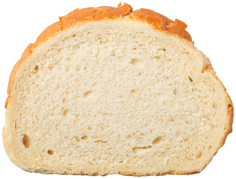 white sliced bread with no shadow isolated on transparent background