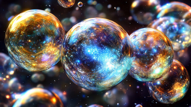 A thought bubble morphs seamlessly into a glowing holographic galaxy, blending human imagination with cosmic visualization. Ethereal, futuristic, and conceptual, ideal for creativity or tech themes.