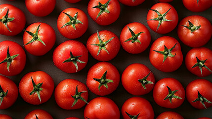 A vibrant sea of ripe tomatoes filling the entire frame, representing agriculture, harvest, and the abundance of fresh vegetables in a vivid, farm-to-table scene.