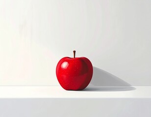 poster design, a single red apple on a white background, clean 