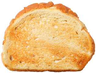 toasted slice of bread with no shadow isolated on transparent background