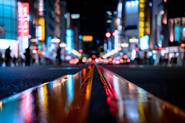 Glowing neon lights over Broadway Street in Nashville Tennessee with vibrant urban scene illuminated buildings electric signs dynamic traffic motion colourful night cityscape energetic atmosphere view