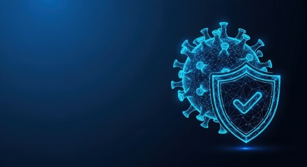 Fototapeta premium A 3D image of the virus and the protection shield