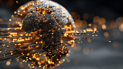 Virtual bank concept featuring a glowing financial data sphere, representing digital currency, analytics, and futuristic fintech in a luminous, high-tech abstract environment.