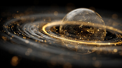 Virtual bank concept featuring a glowing financial data sphere, representing digital currency, analytics, and futuristic fintech in a luminous, high-tech abstract environment.