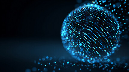 Virtual bank concept featuring a glowing financial data sphere, representing digital currency, analytics, and futuristic fintech in a luminous, high-tech abstract environment.