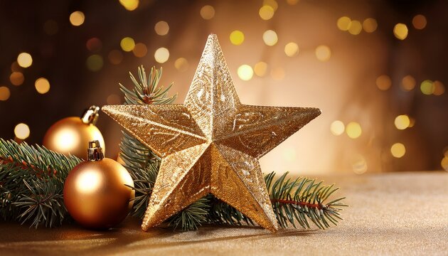 Christmas Decoration Gold Star - Powered by Adobe