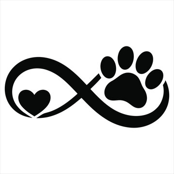 Infinity Symbol With Dog Paw Print And Heart love