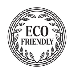 Circular eco friendly emblem with laurel wreath and textured border