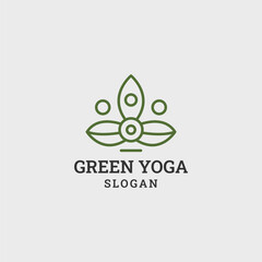 Green yoga logo style icon design template vector illustration