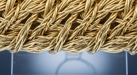 Closeup of intricate gold braided wire texture