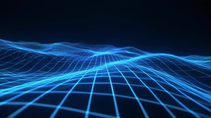 Dynamic blue wireframe grid animation with flowing digital geometry shaping an immersive modern futuristic visual atmosphere - Powered by Adobe