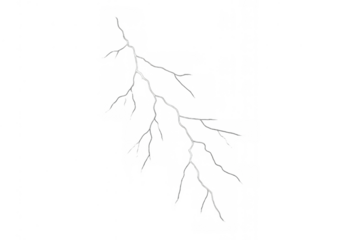 Broken glass surface showing a single crack spreading downwards, creating shattered fragments effect, transparent background