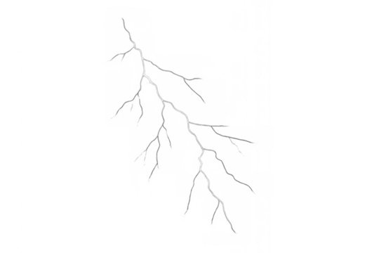 Broken glass surface showing a single crack spreading downwards, creating shattered fragments effect, transparent background