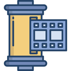 Vintage Film Roll With Multiple Frames Displayed On Transparent Background Flat Icon Design