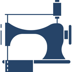 Vintage sewing machine illustration in dark blue on a transparent white background vector art