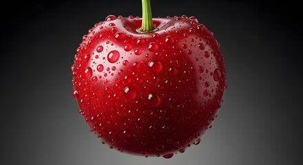 Fresh red apple with water droplets
