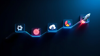 Growth Chart with Milestones and Launch to Success