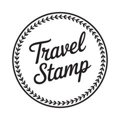 Circular travel stamp with laurel wreath border