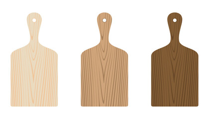 Wooden Kitchen Cutting Chopping Board Vector Illustration Set