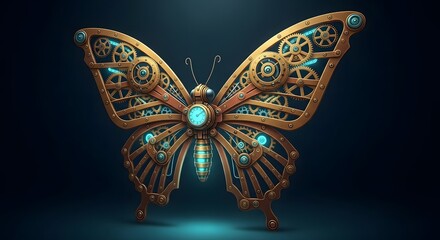 Steampunk butterfly with intricately designed gears
